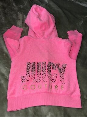 12m Juicy Couture bling Pink Hooded Zip-Up Sweatshirt hoodie baby girl